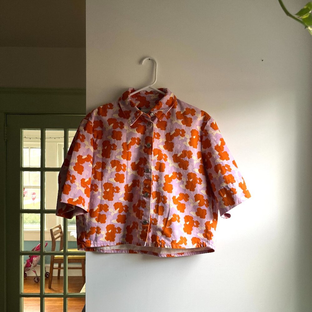 Zara Poppy Floral The Connie Shirt Top Size Small NWT